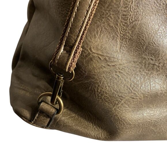 Le Miel Olive Colored Large Purse W/Shoulder And Hand Straps. Gold Hardware NEW - Picture 3 of 16
